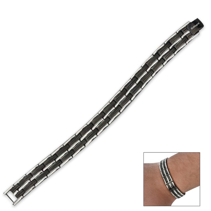 Biomagnet Black & Silver 3 Clasp Bracelet