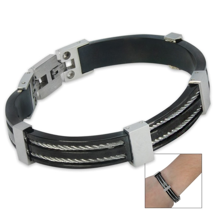 Biomagnet Black & Silver Wire Bracelet
