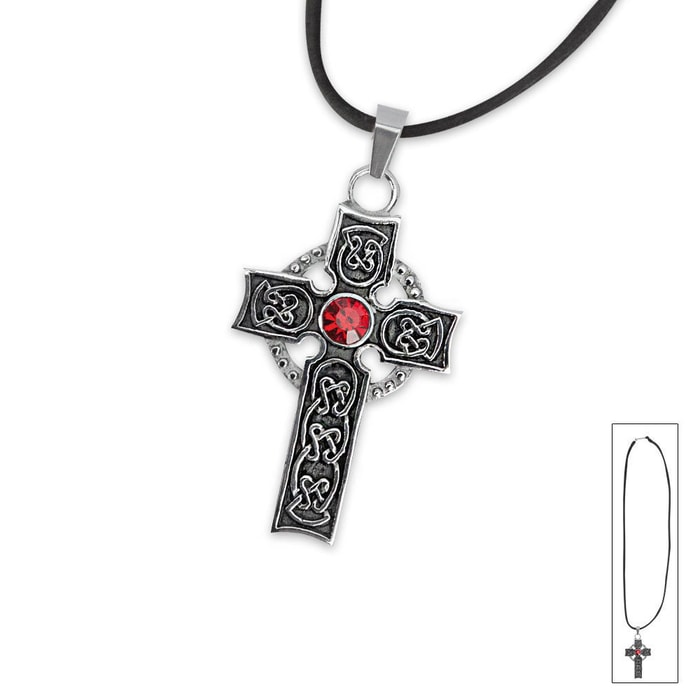 Celtic Cross Gemstone Necklace