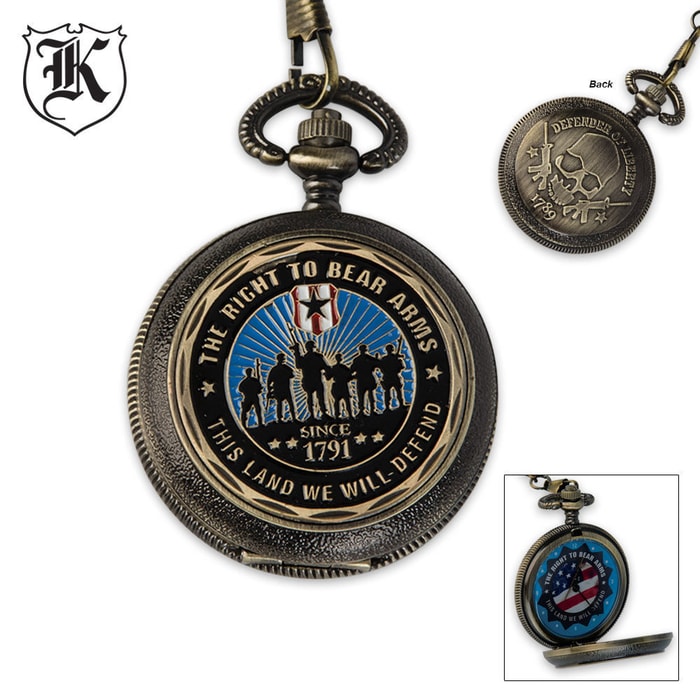 Second Amendment Defender Of Liberty Pocket Watch With Chain