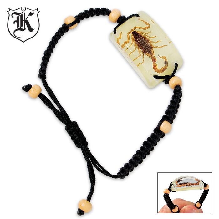 Real Scorpion Bracelet Golden Lucite Pendant