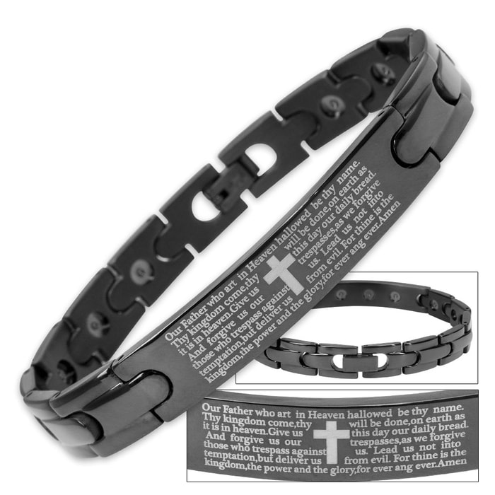 Black IP Stainless Steel Prayer Bracelet