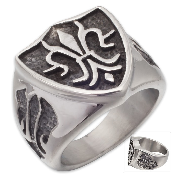 Shield of Flames Stainless Steel Men's Ring