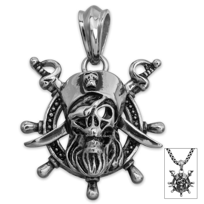 Pirate Pendant on Chain - Stainless Steel Necklace