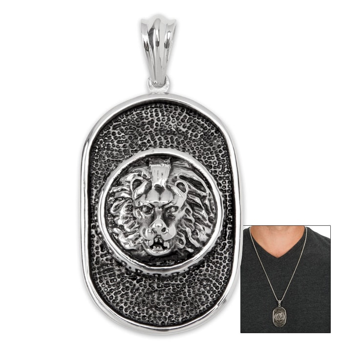 Lion’s Head Medallion Pendant And Chain