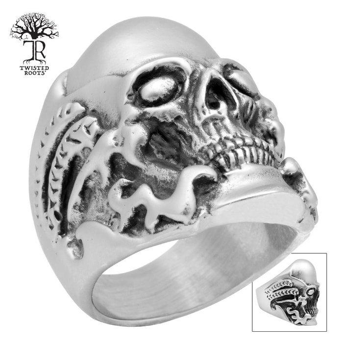 Twisted Roots Yellow Poison Skull Ring