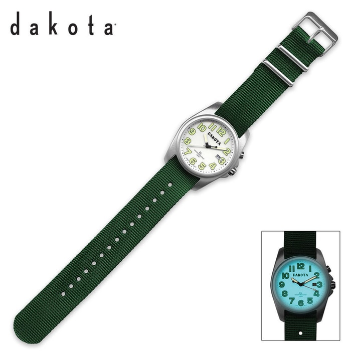 Dakota Light Angler Green & White Sport Watch Rubber Band