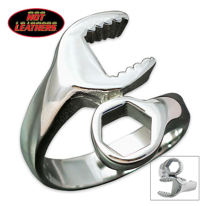 Hot Leathers Wrench Ring Silver