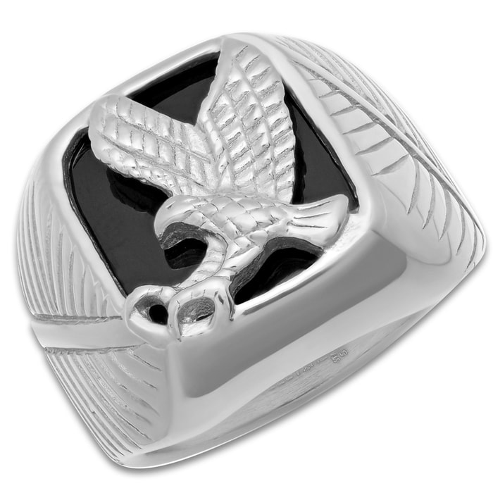 Eagle Emblem Stainless Steel Men's Ring