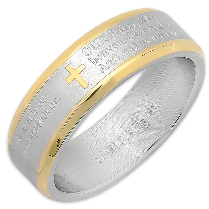 Men’s Prayer Ring - Two Toned With Gold Trim
