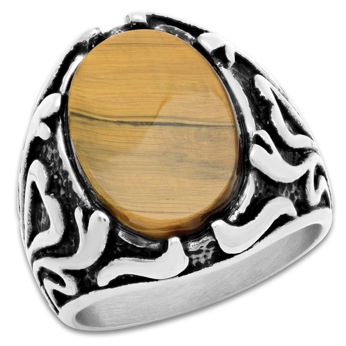 Men’s Stainless Steel Tiger Eye Ring - Lifetime Of Wear, Highly Detailed, High-Quality