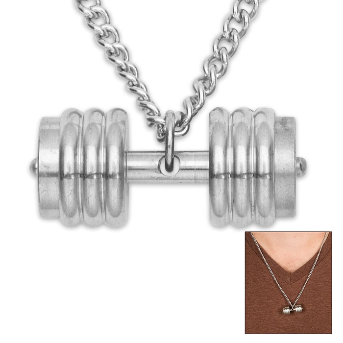 Dumbbell Pendant on Chain Stainless Steel Necklace