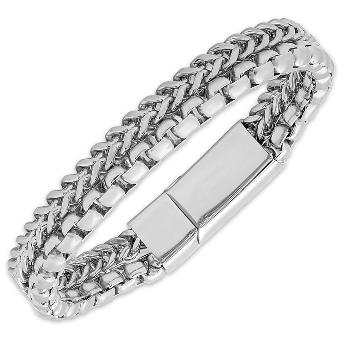 Men's Stainless Steel Contrasting Chain Link Bracelet