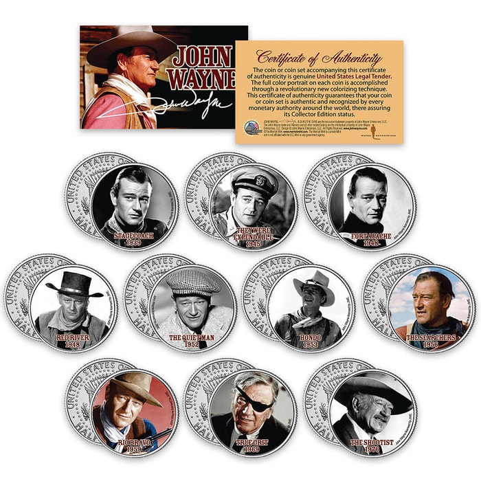 John Wayne JFK Half Dollar Coin Set - Set Of Ten