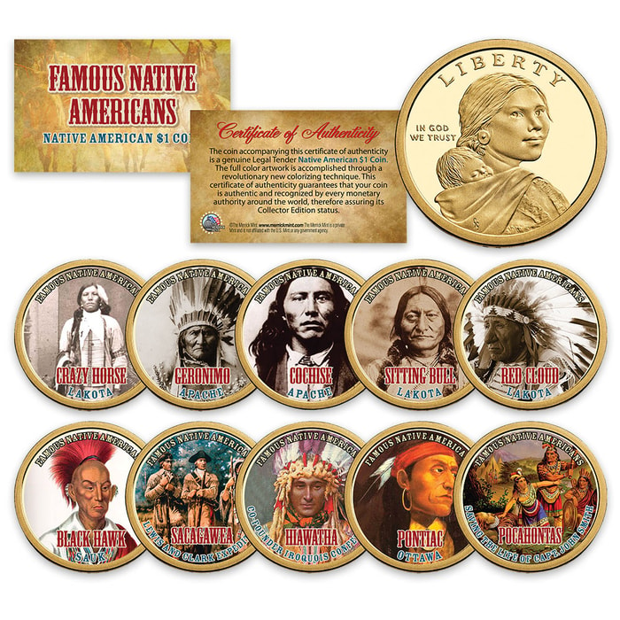 Native American Sacagawea Dollars - Set Of Ten