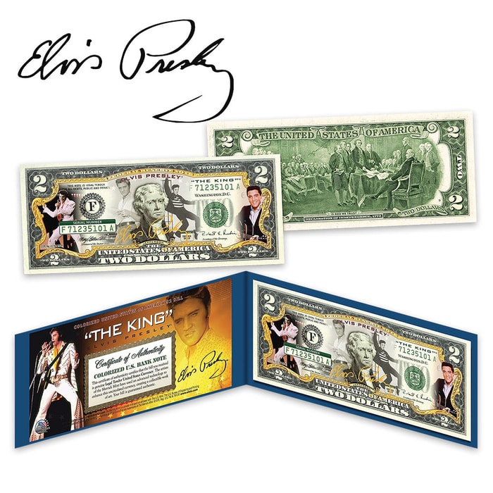 Elvis The King Two-Dollar Bill Yellow Highlight