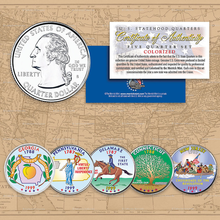 1999 Colorized Statehood Quarters - Set of Five