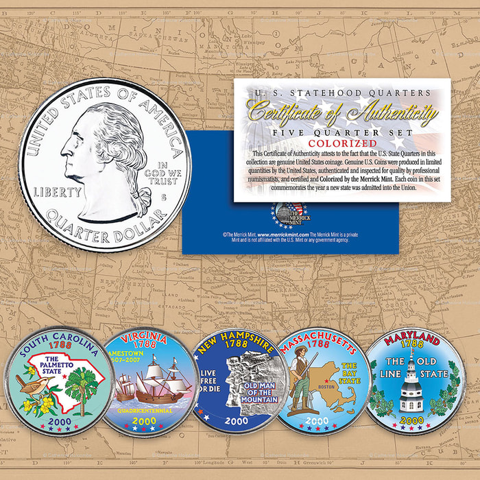 2000 Colorized Statehood Quarters - Set of Five