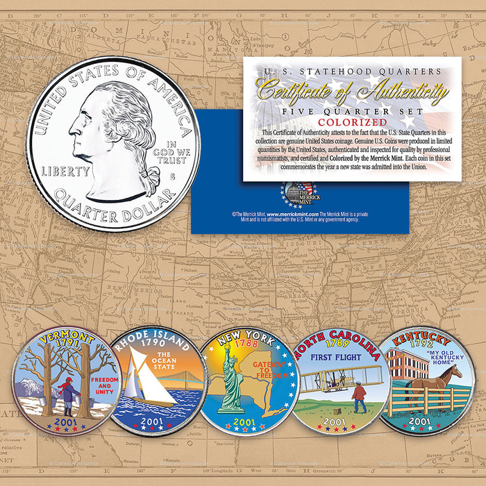 2001 Colorized Statehood Quarters - Set of Five