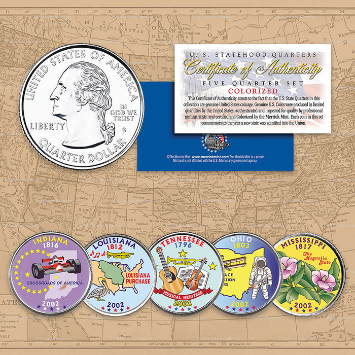 2002 Colorized Statehood Quarters - Set of Five