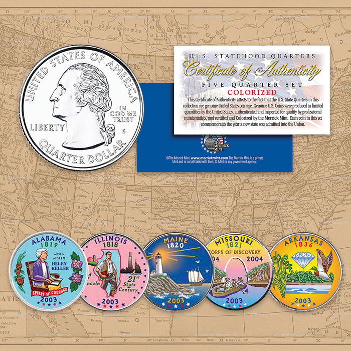 2003 Colorized Statehood Quarters - Set of Five