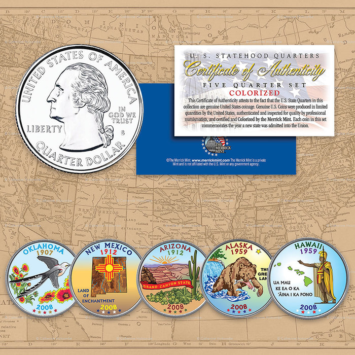 2008 Colorized Statehood Quarters - Set of Five
