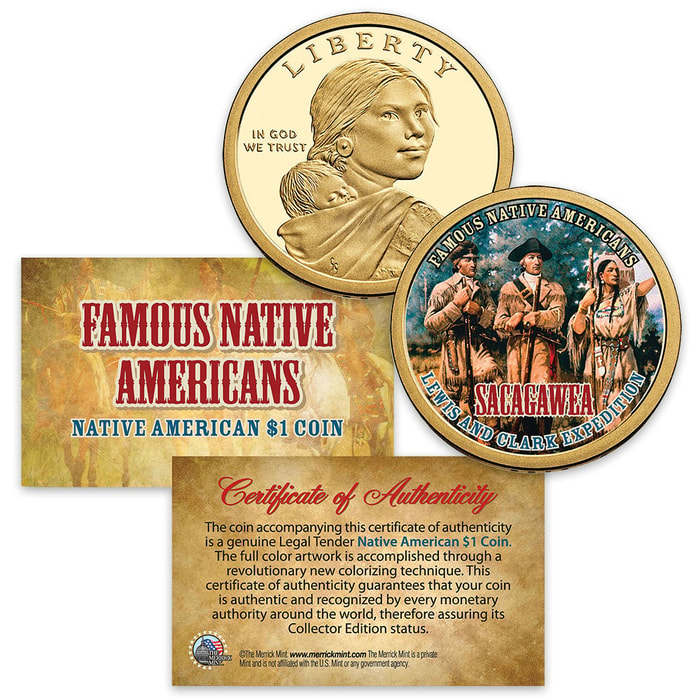 Sacagawea Guiding Lewis and Clark 24K Gold-Plated Sacagawea Dollar Coin