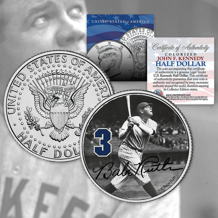 Babe Ruth “Hitting” JFK Half Dollar