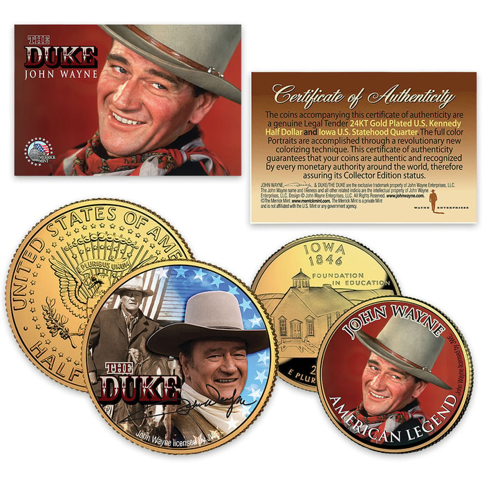 John Wayne 24K Gold-Plated Quarter and Half Dollar 2-Coin Set