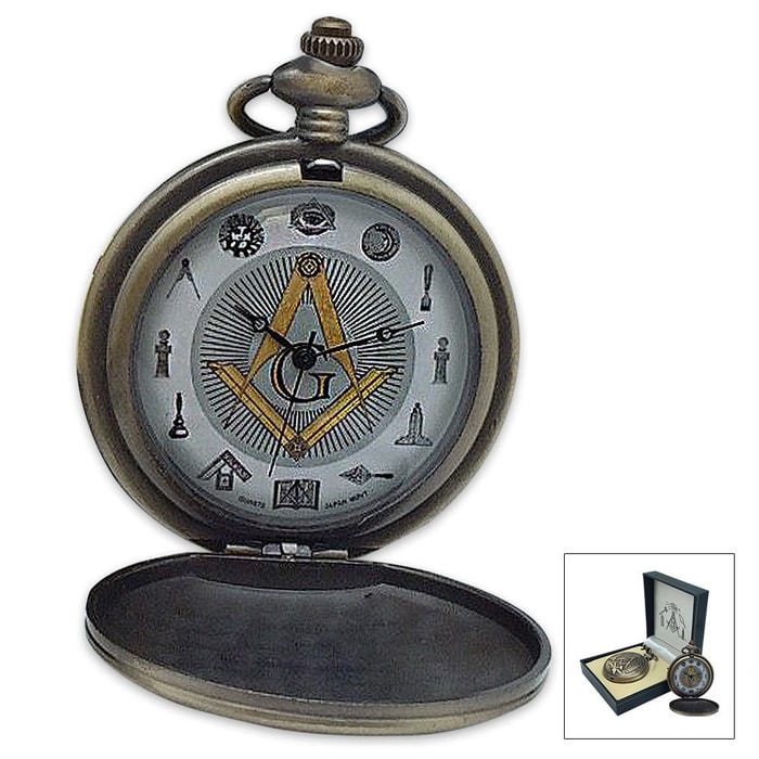 Masonic Freemasons Pocket Watch With Chain