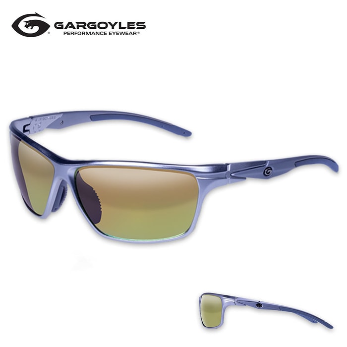 Gargoyles Zulu Polarized Matte Silver Sunglasses - Orange Lens