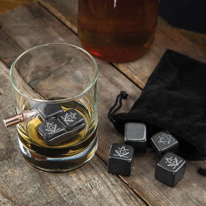 Masonic Whiskey Stones - Chills Drink - 9 PC. Set