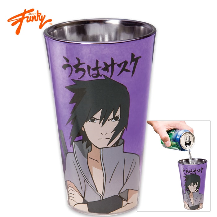 Just Funky Naruto Shippuden Sasuke Uchiha Luster Effect 16-oz. Pint Glass