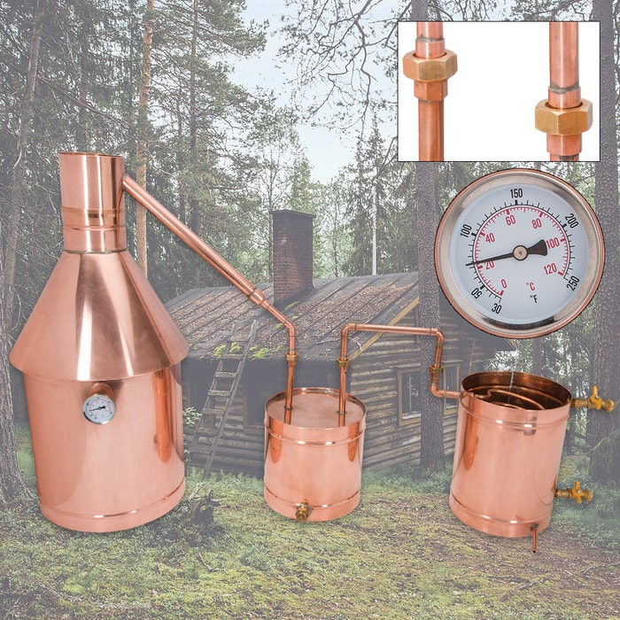 10 Gallon Large Copper Moonshine Still With Upgrades - Handmade in USA