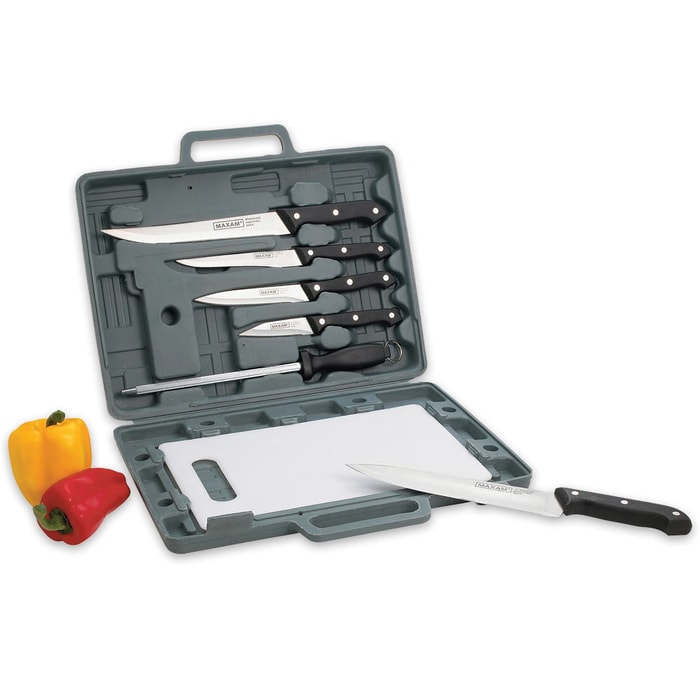 Kitchen Knife Set with Cutting Board and Case