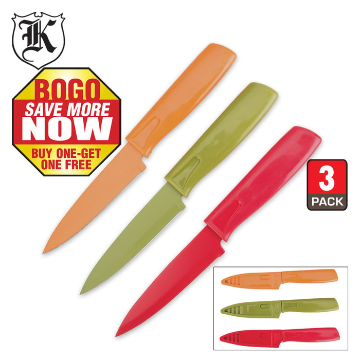 3-Pk. Colored Blades Paring Knife Set BOGO