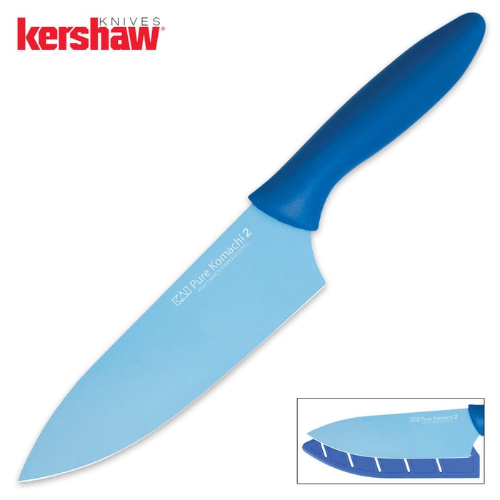 Kershaw Light Blue Chefs Knife with Sheath
