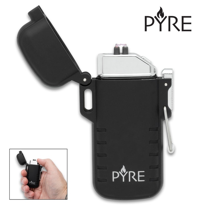 Full image of the Pyre Double Arc USB Rechargeable Lighter.