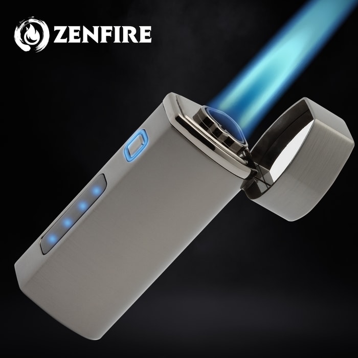 Full image of the Zenfire Windproof Rechargeable Butane Lighter.