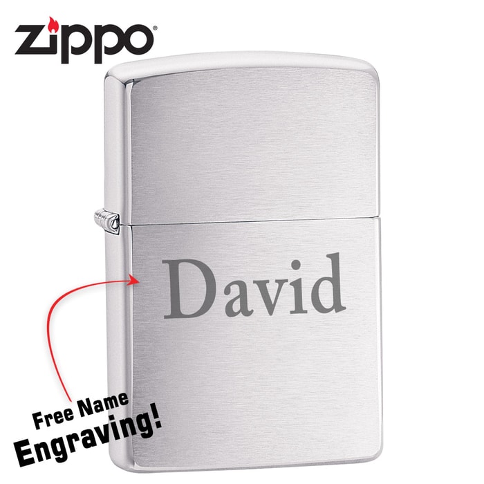 Zippo Brushed Chrome Lighter - FREE Engraving
