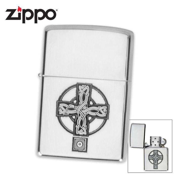 Zippo Celtic Cross High Polish Chrome Lighter