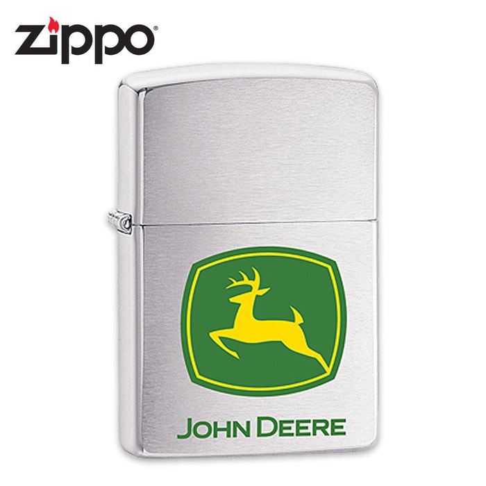 Zippo John Deere Brushed Chrome Lighter
