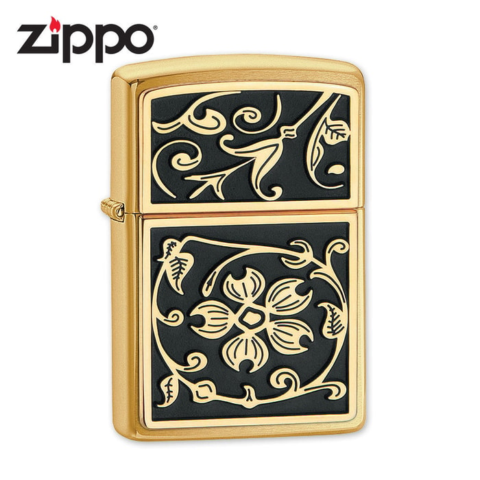 Zippo Gold Floral Flush Lighter