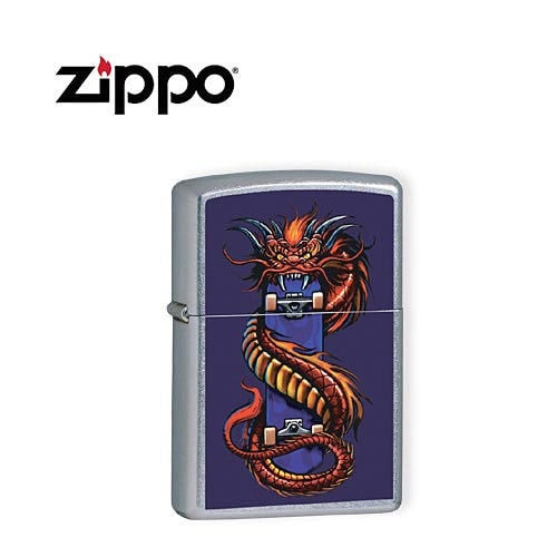Zippo 21215 Street Chrome Skate Dragon Lighter