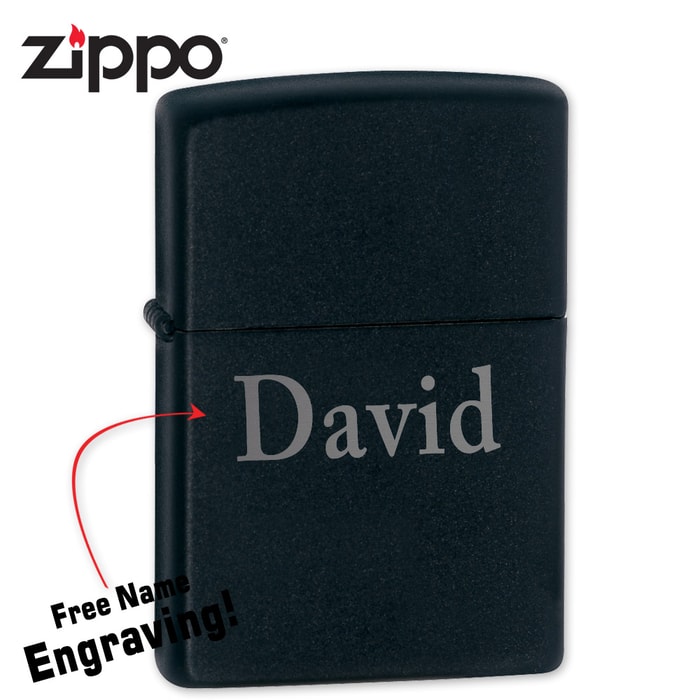 Zippo Black Matte Lighter - FREE Engraving
