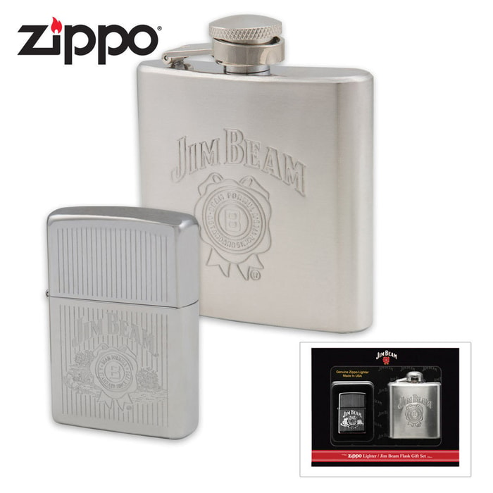 Zippo Jim Beam Lighter Flask Gift Set