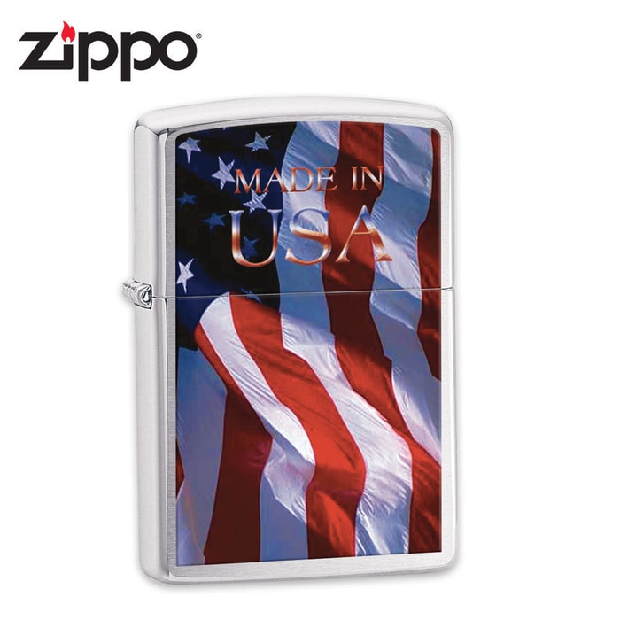Zippo Made In USA Brushed Chrome Lighter