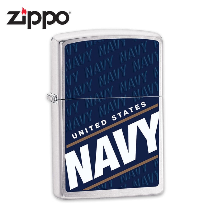 Zippo US Navy Brushed Chrome Lighter