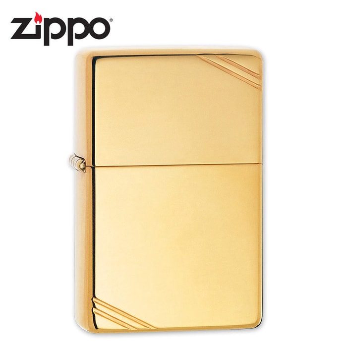 Zippo Vintage Brass Lighter with Slashes