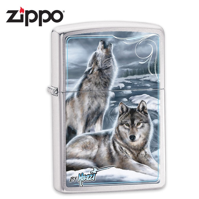Zippo Howling Wolves Brushed Chrome Lighter